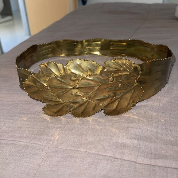 Vintage 1970s Womens Belt Ones Size Gold Statement Adjustable Casual - Picture 10 of 11
